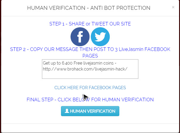 LiveJasmin hack human verification scam